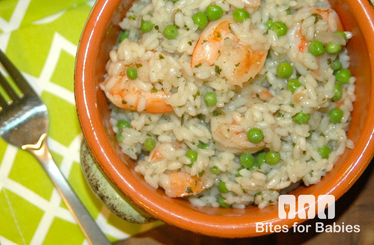 Shrimp Sweet Pea Pesto Risotto